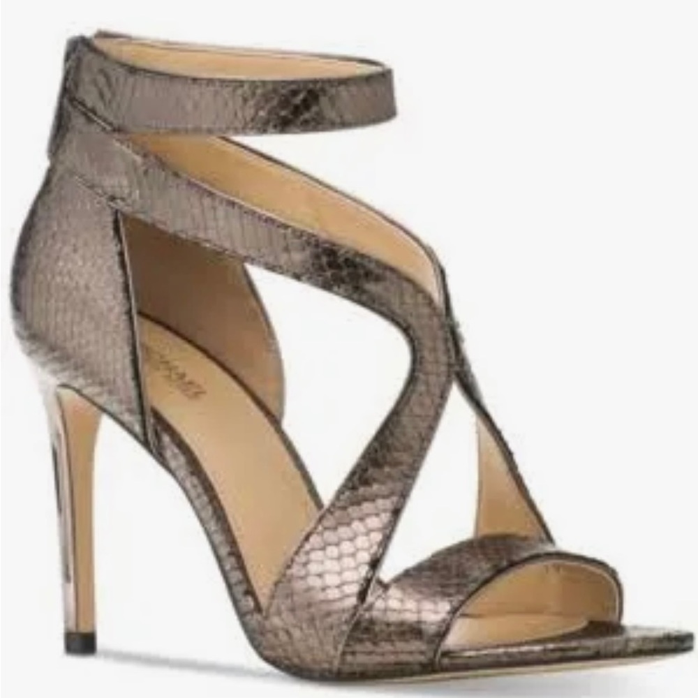 Michael Kors Harlen Metallic Open Toe Strappy Sandals- 5.5